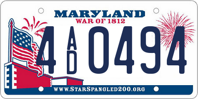 MD license plate 4AD0494