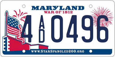 MD license plate 4AD0496