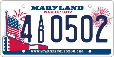 MD license plate 4AD0502