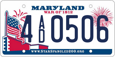 MD license plate 4AD0506