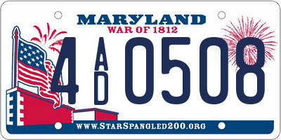 MD license plate 4AD0508