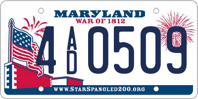MD license plate 4AD0509