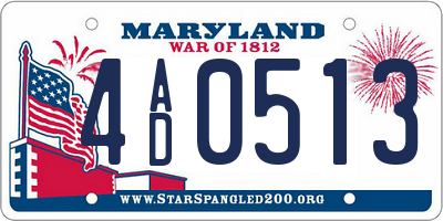MD license plate 4AD0513