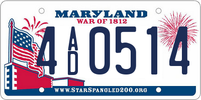 MD license plate 4AD0514