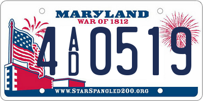 MD license plate 4AD0519