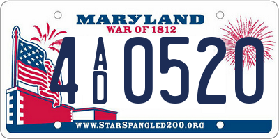 MD license plate 4AD0520