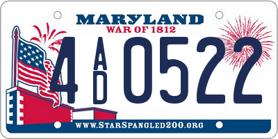 MD license plate 4AD0522