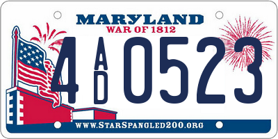 MD license plate 4AD0523