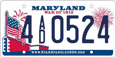 MD license plate 4AD0524