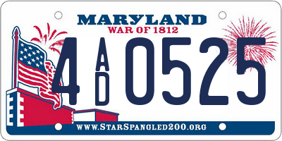 MD license plate 4AD0525