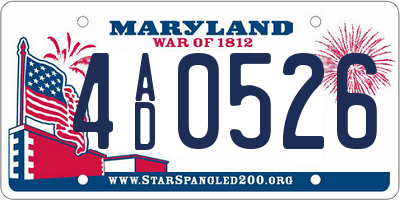 MD license plate 4AD0526