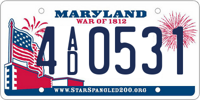 MD license plate 4AD0531