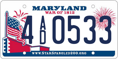 MD license plate 4AD0533