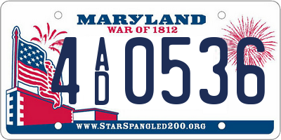 MD license plate 4AD0536