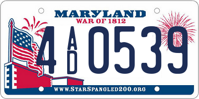 MD license plate 4AD0539