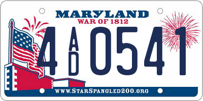 MD license plate 4AD0541