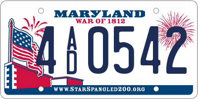MD license plate 4AD0542