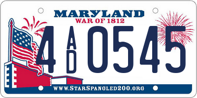 MD license plate 4AD0545