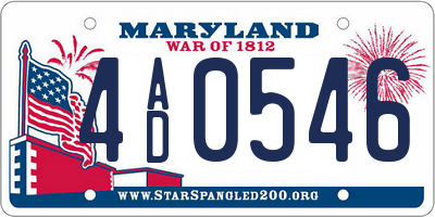 MD license plate 4AD0546