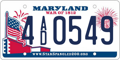 MD license plate 4AD0549
