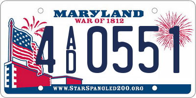 MD license plate 4AD0551