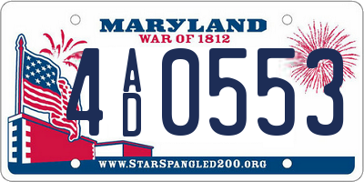 MD license plate 4AD0553