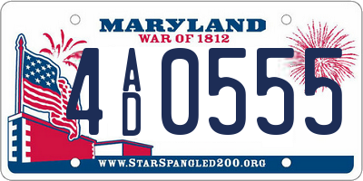 MD license plate 4AD0555