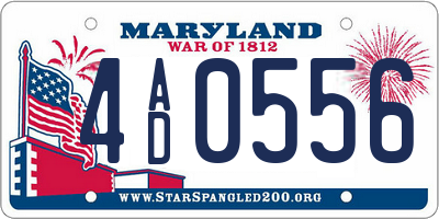 MD license plate 4AD0556