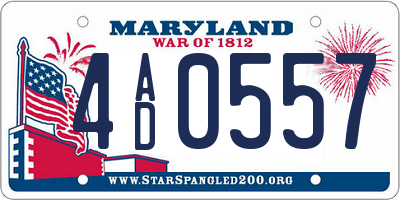 MD license plate 4AD0557