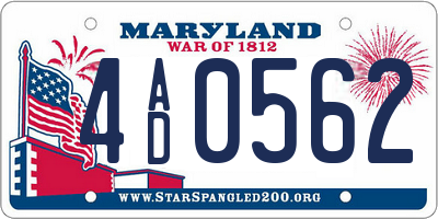 MD license plate 4AD0562