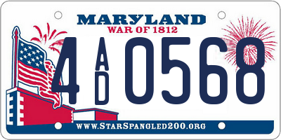 MD license plate 4AD0568