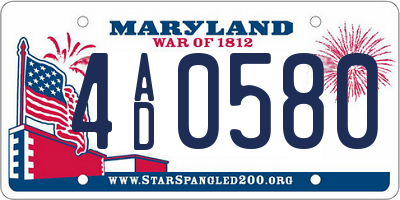 MD license plate 4AD0580