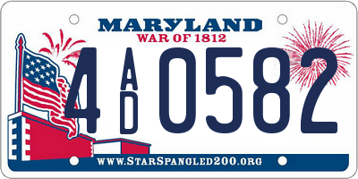 MD license plate 4AD0582