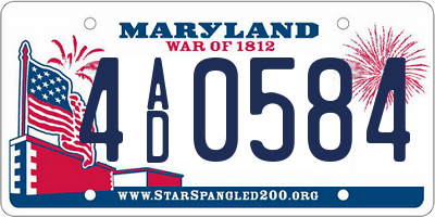 MD license plate 4AD0584