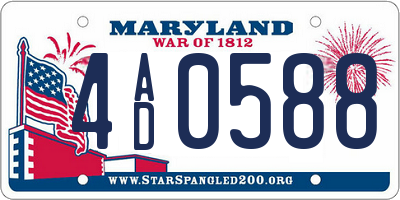 MD license plate 4AD0588