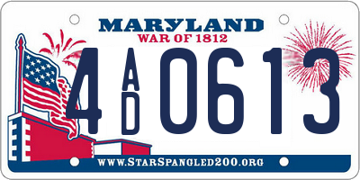 MD license plate 4AD0613