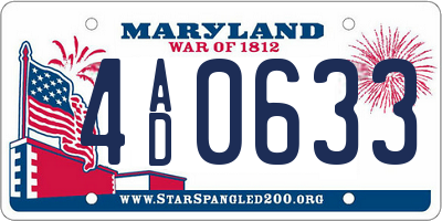 MD license plate 4AD0633