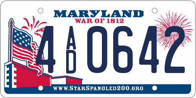 MD license plate 4AD0642