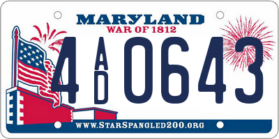 MD license plate 4AD0643