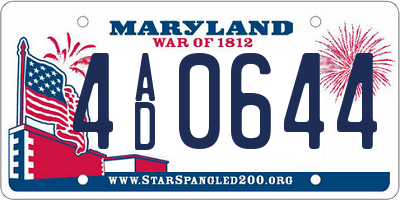 MD license plate 4AD0644