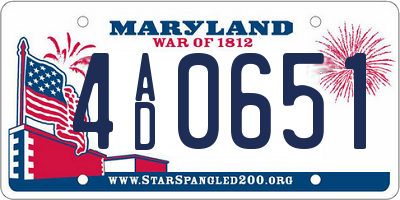 MD license plate 4AD0651
