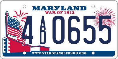 MD license plate 4AD0655