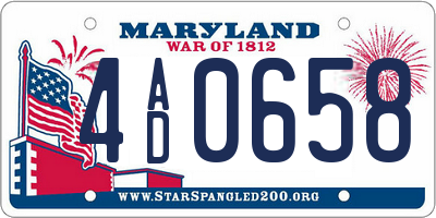 MD license plate 4AD0658