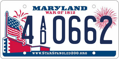 MD license plate 4AD0662