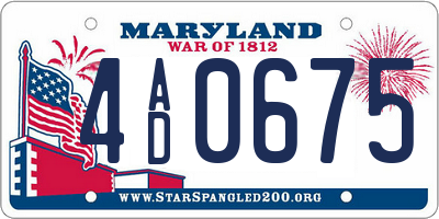 MD license plate 4AD0675