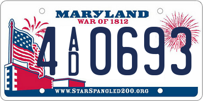 MD license plate 4AD0693