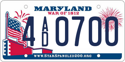 MD license plate 4AD0700