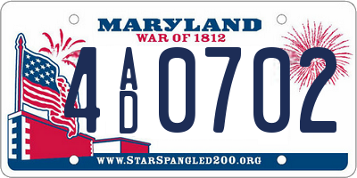 MD license plate 4AD0702