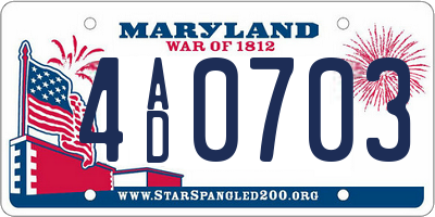 MD license plate 4AD0703