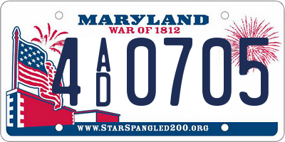 MD license plate 4AD0705